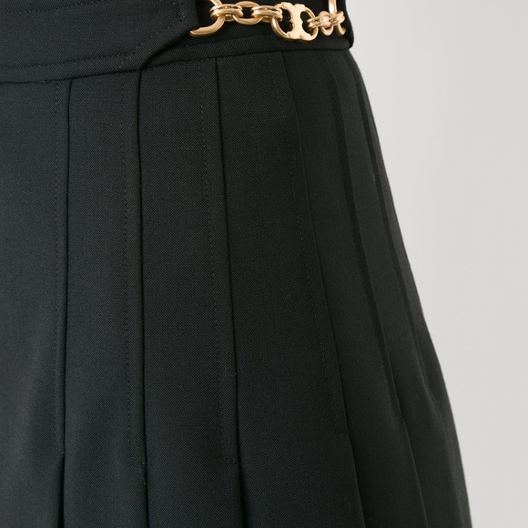 Tory Burch Kayden Skirt Black Gold Chain Size 8 - Picture 1 of 5